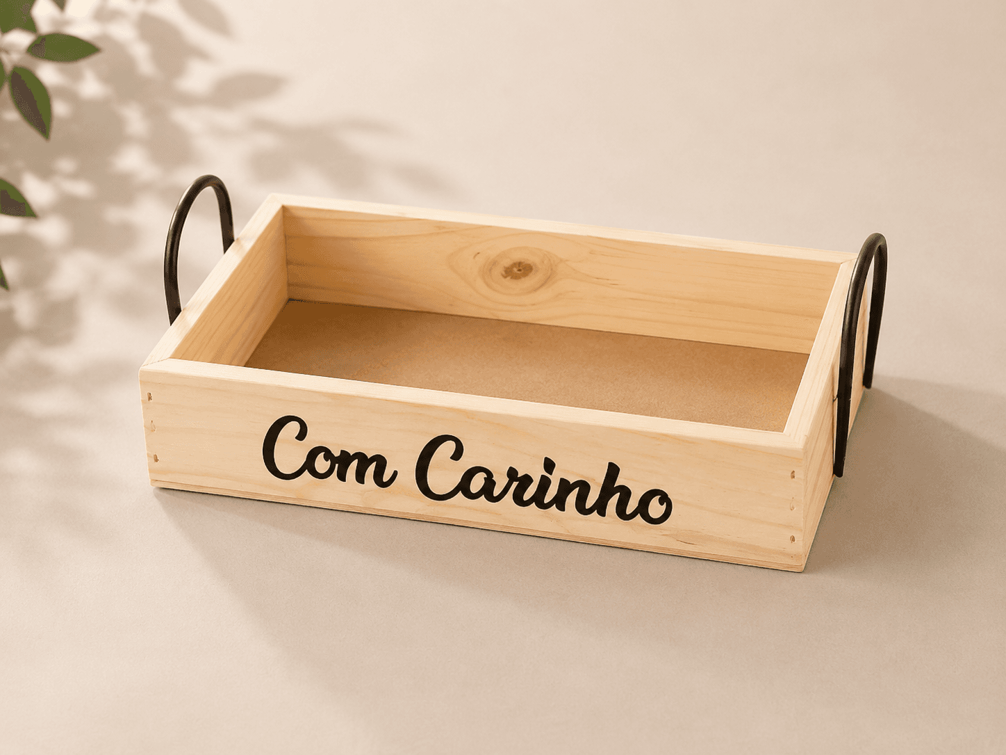 Bandeja decorativa de madeira premium com composição